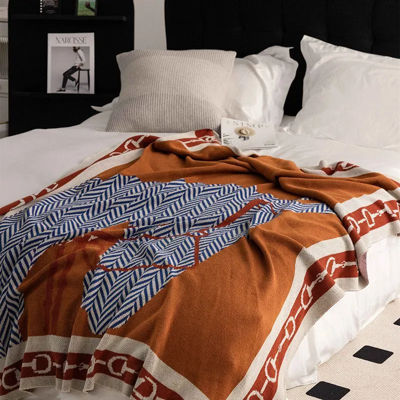 Plaid Doux Tissé Cheval Orange 130*160 cm